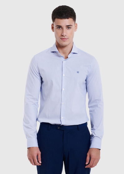 Nardo Slim Fit light blue men's striped shirt