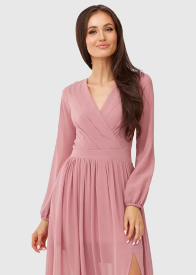 Nicolina light pink long evening dress