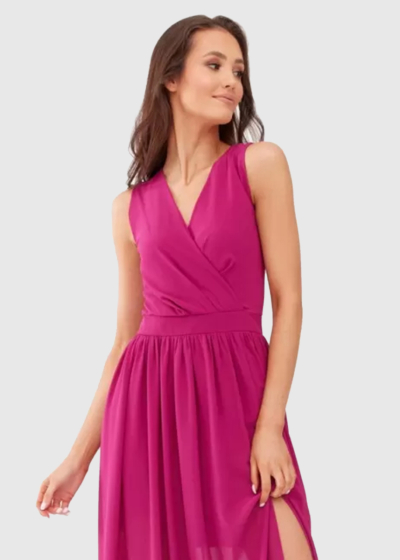 Kendra pink long V-neck evening dress