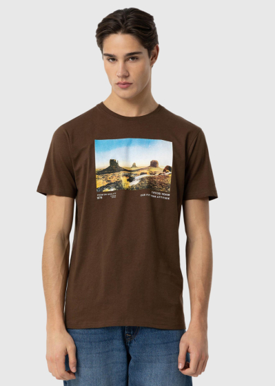 Brown men's printed t-shirt