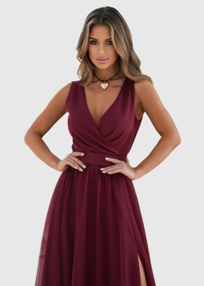 Lizeth bordo long evening dress